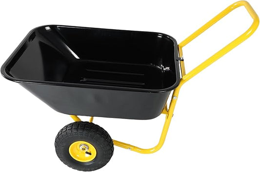 Dawn Heavy-Duty Two-Wheeled Garden Barrow with 10-Inch Pneumatic Wheels - Yellow & Black, Ideal for Lawn & Garden Tasks