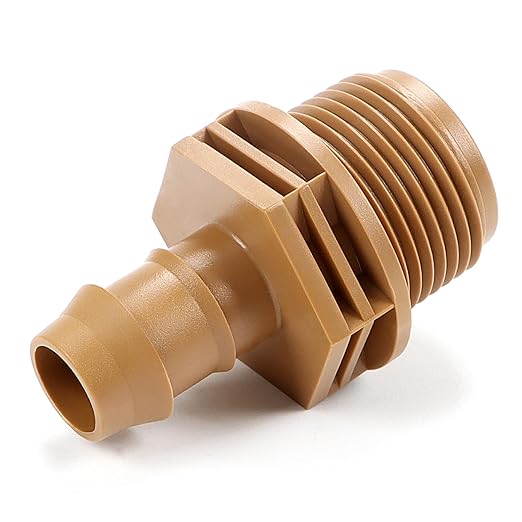 RedChili 10 Pack 1/2 Inch Drip Irrigation Fitting To 3/4 Inch MPT National Pipe Taper Thread Adapter-Compatible with 1/2 Inch 17mm .560" to .600" ID Drip Tubing