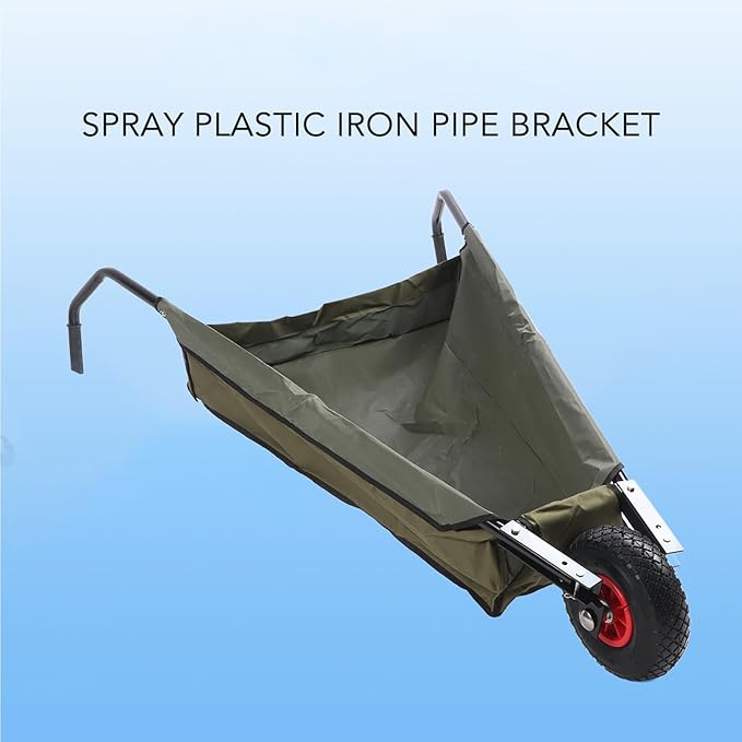 Collapsible Garden Wheelbarrow, Large Capacity Foldable Yard Cart with 10 Inch Pneumatic Wheels and Steel Frame, for Moving Grass Weeds Bark Soil, Collapsible Wheelbarrow