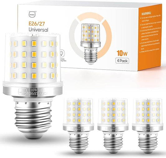 MIAOKE E26/E27 3 Way LED Bulb,10W 3 Light Mode Dimmable，900Lumen Light Bulb，Can Reduce Energy Consumption by 90%，Spiral Light Bulbs are Suitable for Bathroom，Ceiling Fan and Outdoor（4 Pack）
