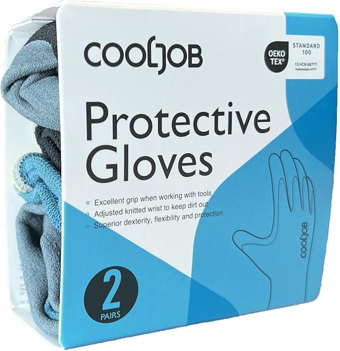 COOLJOB Gardening Gloves for Men, 2 Pairs Breathable Rubber Coated for Garden Weeding Landscaping, Outside Work for Lawn Yard, Men's Medium Size, Black & Blue