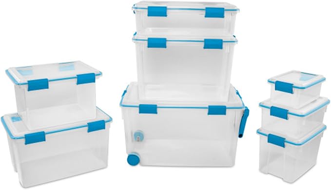Sterilite Gasket Storage Box with Lids for Home & Office, 37 Quart, 16-Pack