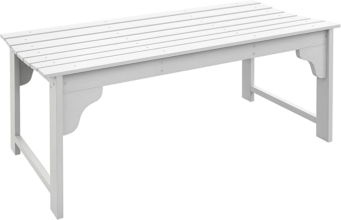 Outsunny Wooden Garden Bench, Outdoor Park Bench with Slatted Seat, Backless Front Porch Bench with Curved Seat for Conservatory, Garden, Poolside, Deck, White