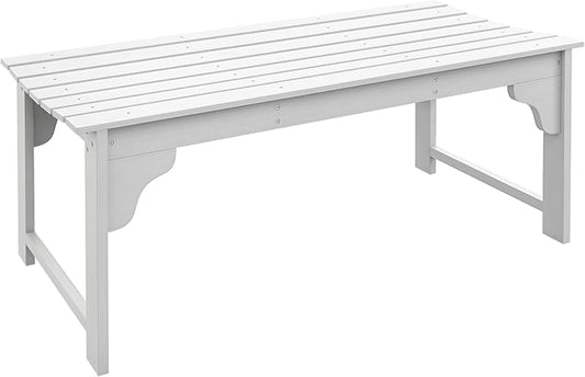 Outsunny Wooden Garden Bench, Outdoor Park Bench with Slatted Seat, Backless Front Porch Bench with Curved Seat for Conservatory, Garden, Poolside, Deck, White