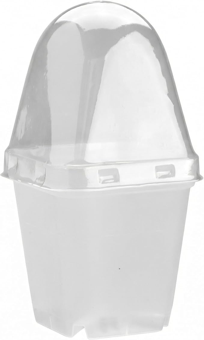 RooTrimmer 2.7 Inch Square Nursery Pots with Humidity Dome, 60 Packs Clear Seedling Pots with Drainage Holes, Reusable Propagation Pots Small Plant Container for Indoor Outdoor Gardening