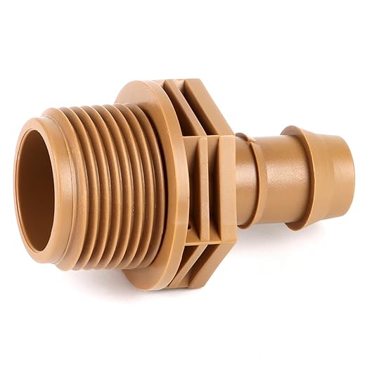 RedChili 10 Pack 1/2 Inch Drip Irrigation Fitting To 3/4 Inch MPT National Pipe Taper Thread Adapter-Compatible with 1/2 Inch 17mm .560" to .600" ID Drip Tubing