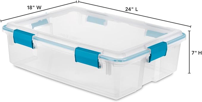 Sterilite Gasket Storage Box with Lids for Home & Office, 37 Quart, 4-Pack