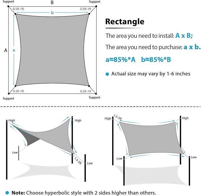 Amagenix Sun Shade Sail 4'X10' Curved Edge Outdoor Shade Canopy Mocha Breathable 95% UV Block Shade Cloth for Patio Garden Backyard (We Make Custom Size)