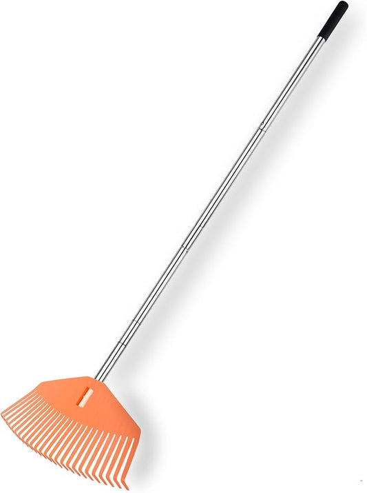 YEELOR 16.5-Inch Wide Adjustable Handle Leaf Rake - Plastic Rake Head, Lightweight & Compact, Used for Leaf Collection, Suitable for Small-Scale Cleanup, Ideal for Seniors and Kids