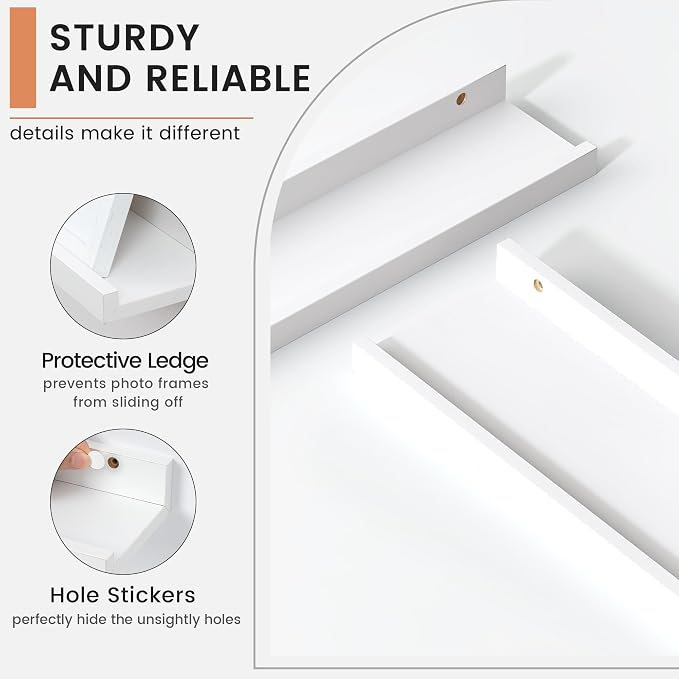 FLYJOE Floating Picture Ledge Shelves for Wall Set of 4, 72 Inch Wall Shelves with Lip Long Large Nursery Book Shelf for Toys Storage Kids Bookshelf Wall Mounted Living Room Bedroom Decor Frames
