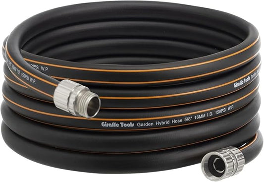 Giraffe Tools Garden Hose 5/8", Custom Length, Heavy Duty, No Kink, Flexible, Rubber Garden Hose, Leakproof Water Hose, 600 Burst PSI, 10ft Male to Female Hose