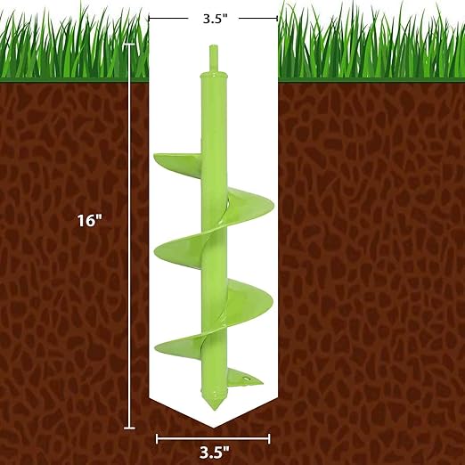 TCBWFY Auger Drill Bit for Planting 3.5"x16",Extended Length Garden Auger Spiral Drill Bit for Planting Bulbs Flowers,Planting Auger for Drill Post Hole Digger for 3/8”Hex Drill