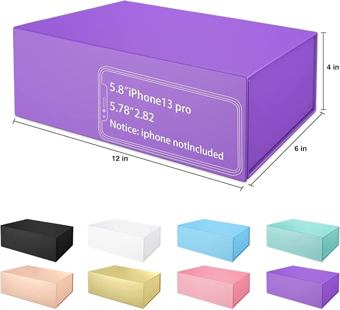 Purple Gift Box 12" x 6" x 4", Magnetic Closure Lid Gift Boxes for Presents