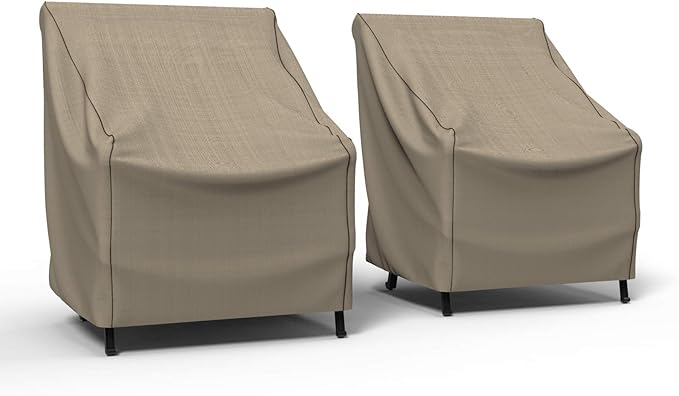 Budge P1A03PM1-2PK English Garden Patio Chair Cover, Heavy Duty and Waterproof, Small, Tan Tweed