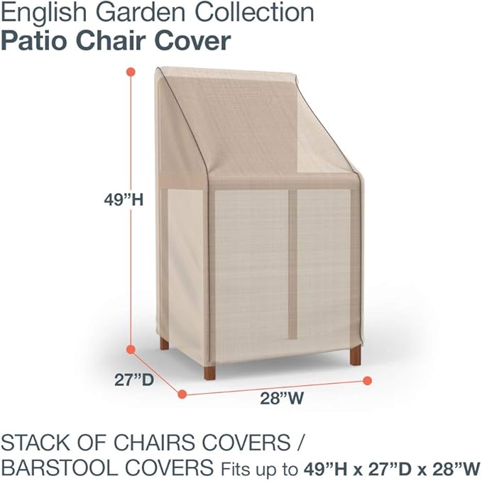 Budge P1A01PM1-2PK English Garden Patio Chair Cover, Tan Tweed