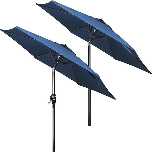 HealSmart 7.5ft Patio Umbrella with Push Button Tilt/Crank, Outdoor Table Market Yard Umbrella, 6 Sturdy Ribs for Garden, Deck, Backyard, Pool