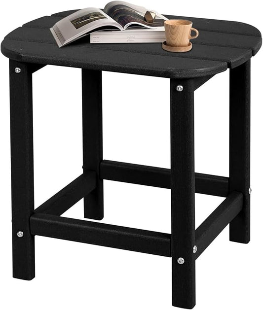 Outdoor Adirondack HDPE Side Table, Wooden Textured, Set for Patio, Garden, Porch, Pool Composite Patio, Backyard, Bathroom and Indoor, Maintenance & Weather Resistant