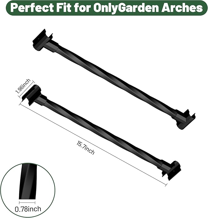 8PCS Garden Arch Trellis Connectors, Metal Garden Arch Connector Bar for Walkway Tunnel, Arch Extension Rods Accessory Form a Garden Promenade 0.78in Diameter x 15.7in Length Black