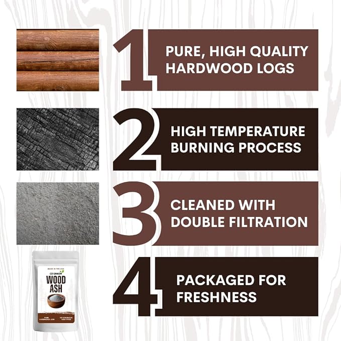 1 Pound Pure Hardwood Ash – Double Sifted for Consistent Quality – All-Natural, No Additives – Resealable Bag – Garden, Soil and Chicken Dust Bath Booster – Made in the USA (16 Ounce)