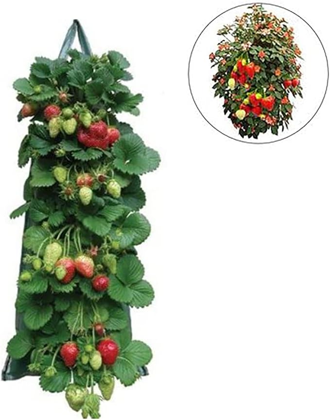 2024 Hanging Strawberry Planter - Upside-Down Patio Garden Tomato Grow Bags With Handle for Outdoor (3)