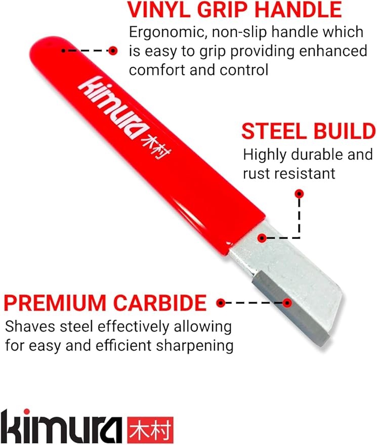 Kimura® 5” Pro Garden Tool Blade Sharpener - Premium Carbide Sharpener, Multipurpose Usage, Ideal for Pruners, Loppers, Garden Shears, Knives, Scissors & Hatchets, Ergonomic Non-Slip Vinyl Grip
