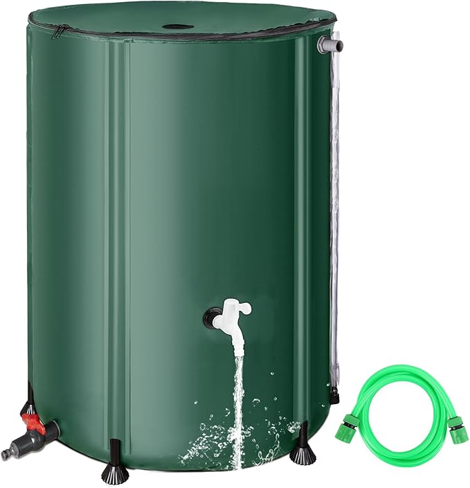 FAMIROSA 132 Gallon / 500L Collapsible Rain Barrel, Foldable PVC Water Barrels to Collect Rainwater from Gutter, Portable Water Collection System with Hose Spigot, Garden Water Catcher Collector Green