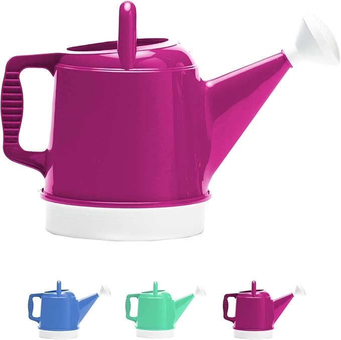 Bloem Deluxe 2 Gallon (256 Fl Oz) Fuchsia Resin Watering Can for Indoor and Outdoor Use