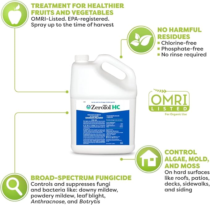 BioSafe Systems ZeroTol HC, Broad Spectrum Algaecide, Bactericide, and Fungicide, Peroxyacetic Acid, Kills Mold, Single 6200-1, 1 Gallon