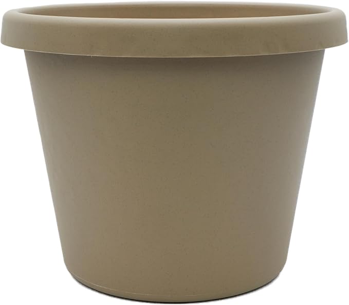 The HC Companies Prima Round Plastic Plant Pot w/Rolled Rim - Lightweight & UV Resistant Flower Pot for Herbs & More - Outdoor & Indoor Plant Pots w/Drainage (10 inch, Sandstone, Pack of 1)
