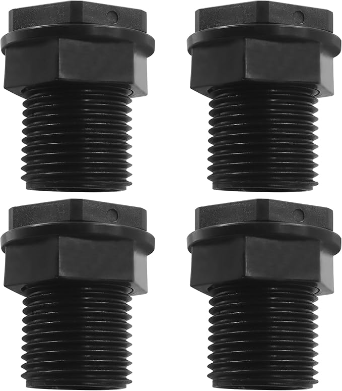 BokWin 4 Pack Garden Hose Bulkhead Fitting, Double Threaded Bulkhead Tank Fitting, 1/2 Inch Female NPT x 3/4 Inch Male Threaded Connector, Black, for Rain Barrels, Aquariums, Tubs, Pools, Spigot Use