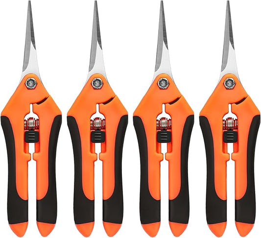 EWPJDK 4 Pack Garden Shears, Stainless Steel Shears Gardening Tools, Scissors, Garden Clippers, Pruning Shears for Gardening Shears & Scissors (Orange)
