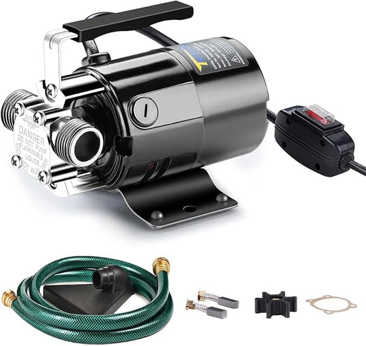 Trupow 1/10HP 330GPH 115-Volt Mini Portable Electric Utility Sump Transfer Water Pump with ON/OFF Switch and Water Hose Kit
