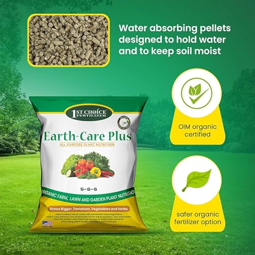 Earth-Care Plus 5-6-6 Organic Fast Acting Fertilizer for Plants - Water-Soluble Plant Food for Vegetables, Trees, and Flowers - Boost Growth for Lawns, & Gardens 48lb (12 Packs)