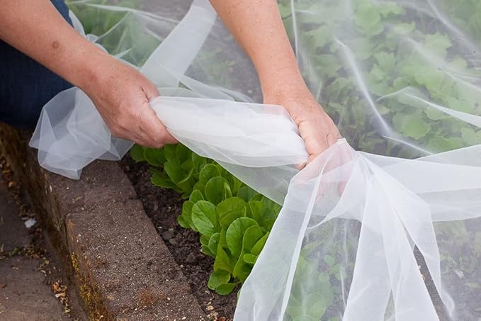 Agfabric Garden Netting 6'x10' Insect Pest Barrier Bird Netting for Garden Protection,Row Cover Mesh Netting for Vegetables Fruit Trees and Plants,White