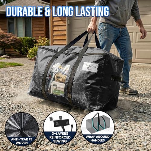 TAILI 6 Pack Black Extra Large Moving Bags,Storage Bag with Visible Window