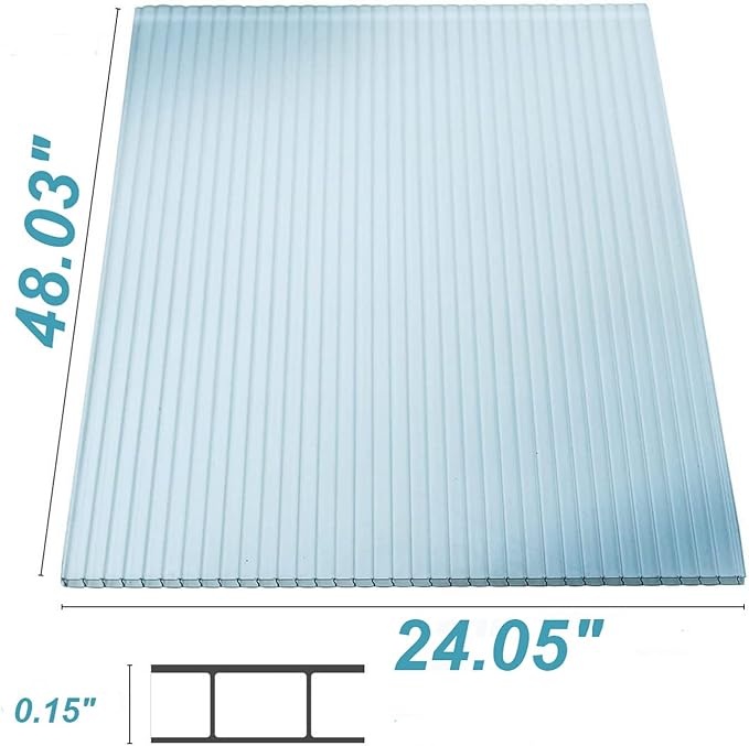 2' X 4' 40 Pcs Polycarbonate Greenhouse Panels 0.16'-thickness Twin-Walled Polycarbonate Sheets, Clear, Waterproof and UV-protected Shatterproof Board, Panels for Outdoor, Plant Stand Roof, Greenhouse