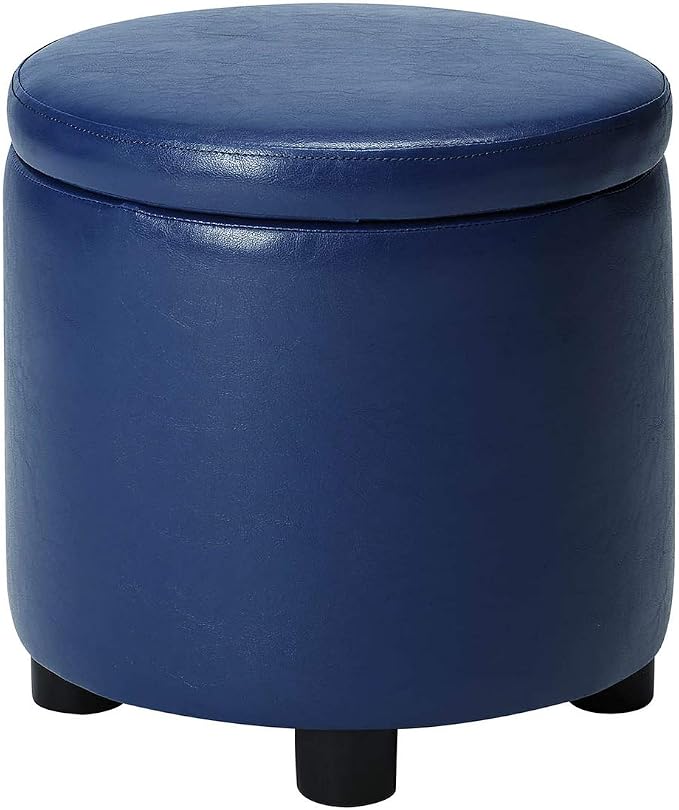 Designs4Comfort Round Accent Storage Ottoman with Reversible Tray Lid