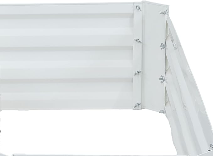 Sunnydaze Galvanized Raised Garden Bed - Metal Raised Bed for Gardening - Outdoor Planter Box for Flowers, Plants, and Vegetables - Ivory White - 12” H L-Shaped