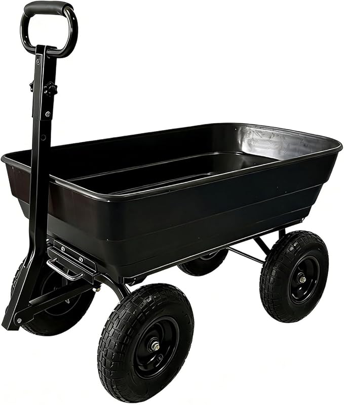 Garvee Garden Dump Cart, 1200 Lbs Heavy Duty Outdoor Garden Wagon with Quick Release and 10-Inch Flat-Free All-Terrain Wheels, Utility Wagon for Soil, Plants, Tools, Grey ﻿