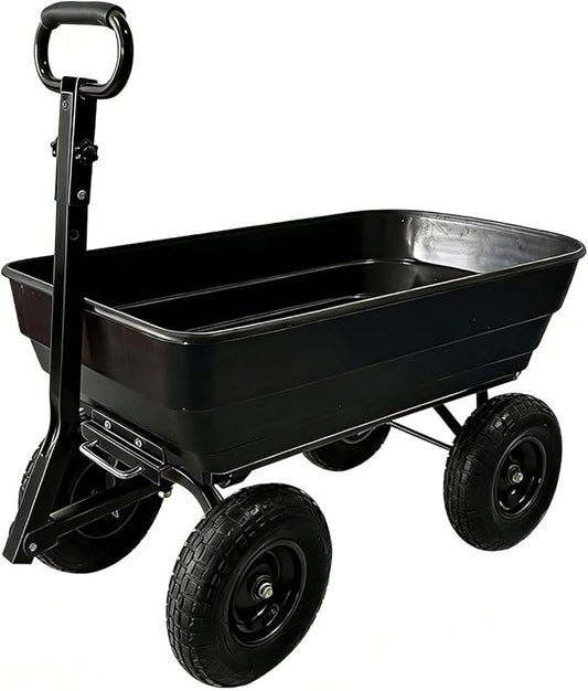 Garvee Garden Dump Cart, 1200 Lbs Heavy Duty Outdoor Garden Wagon with Quick Release and 10-Inch Flat-Free All-Terrain Wheels, Utility Wagon for Soil, Plants, Tools, Grey ﻿