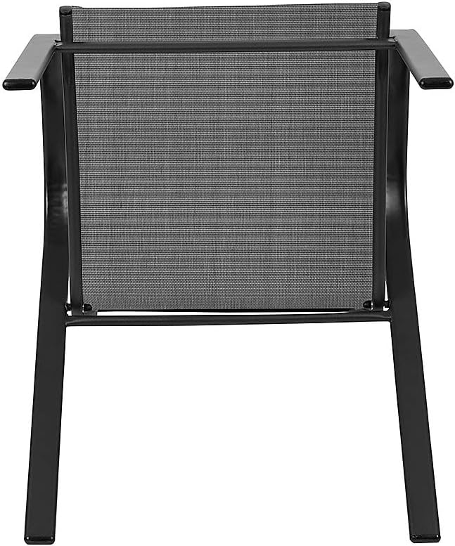 Flash Furniture Brazos Series Outdoor Stackable Patio Chairs with Flex Comfort Material, Stacking Outdoor Modern Sling Patio Chairs, Set of 5, Black