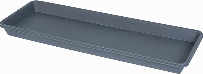 VUWEZ 2 Pack of Plastic Plant Tray Saucer Rectangular 30 inch, Planter Trays Saucers for Indoors Outdoor, Plant Water Drip Tray for Flower Pot Planter, Windowsill Pots Trays (8 X 30'', Gray)