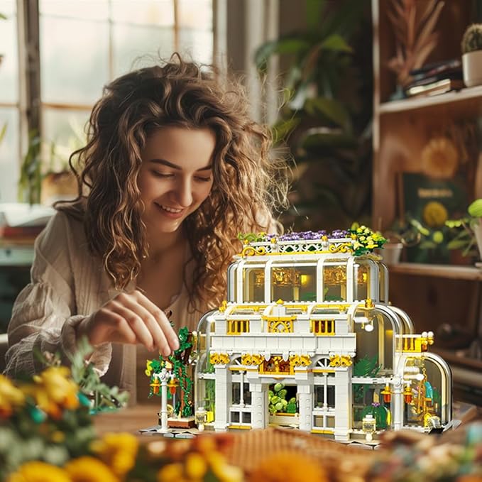 2231 Pcs - Friends Botanical Garden Building Set with LED Light Block for Adults Women Men, MOC Flowers Garden Greenhouse Model Kits, Compatible with Lego Ideas, Easter Gift for Her Him