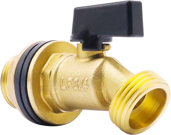 rain barrel spigot kit, 3/4" GHT brass water barrel spigot kit with bulkhead fitting, spigot for rain barrel, 5, 25, 50, 55 gallon barrel bucket hose connector for rain water collection