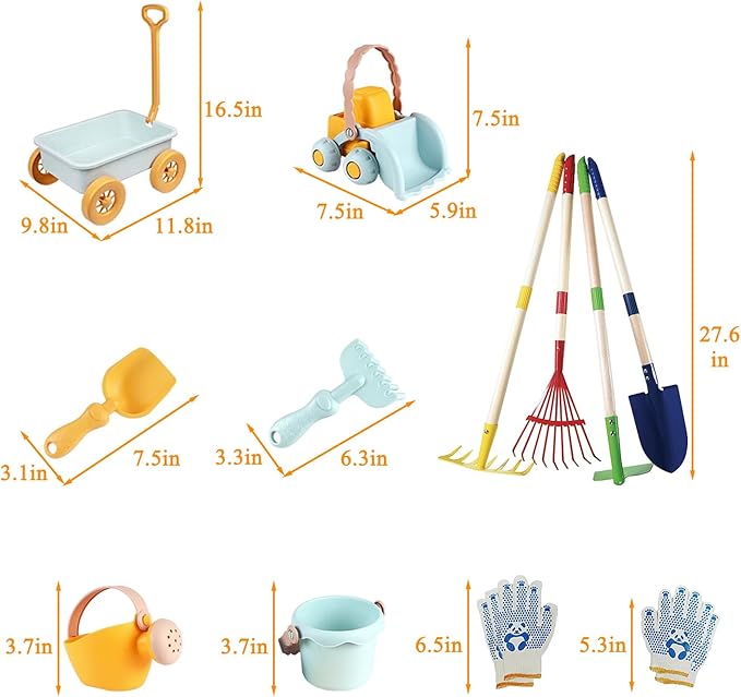 Mostop Kids Gardening Tools Outdoor Toys with Wheelbarrow, Kids Wheelbarrow Outside Toys for Kids Age 4-8, Educational STEM Learning Pretend Toys Outdoor Indoor for Toddlers Kids Boys Girls