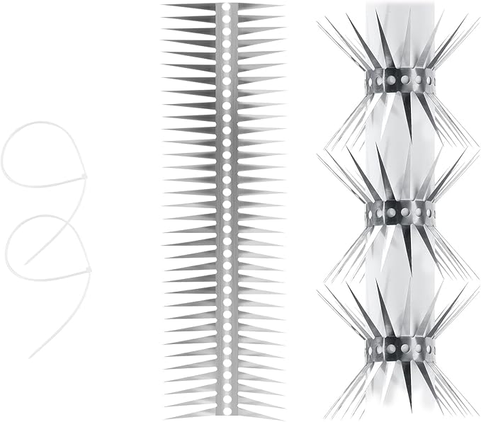 Bird Spikes - Stainless Steel Fence Spikes for Pigeons, Raccoons, Snakes - Deterrent Defender (20inch)