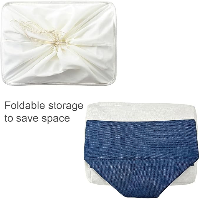 TheWarmHome Organization and Storage Basket for Shelves - Jumbo 3 Pack 20x16x14 inch Collapsible Storage Bins for Organizing, Canves Storage Cubes for Gift Organizer Toys Closet (White & Jean Blue)