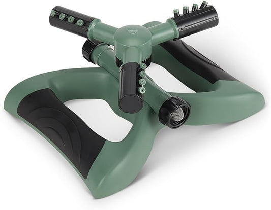Amazon Basics Whirling Rotating Lawn Sprinkler with Adjustable Arms, 1500 sq ft Coverage, Black