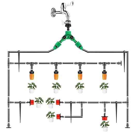 164FT / 50M Garden Drip Irrigation Kit – DIY Automatic Watering System, Auto Drip Irrigation Kit for Greenhouse, Lawn, Plants, Flower Beds & Garden