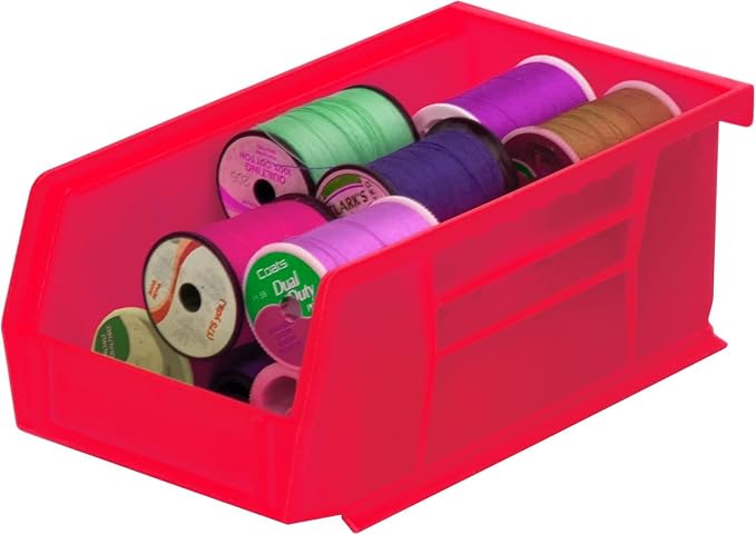 Akro-Mils 30220 AkroBins Plastic Storage Bins, 7"x4"x3", Red, 24-Pack